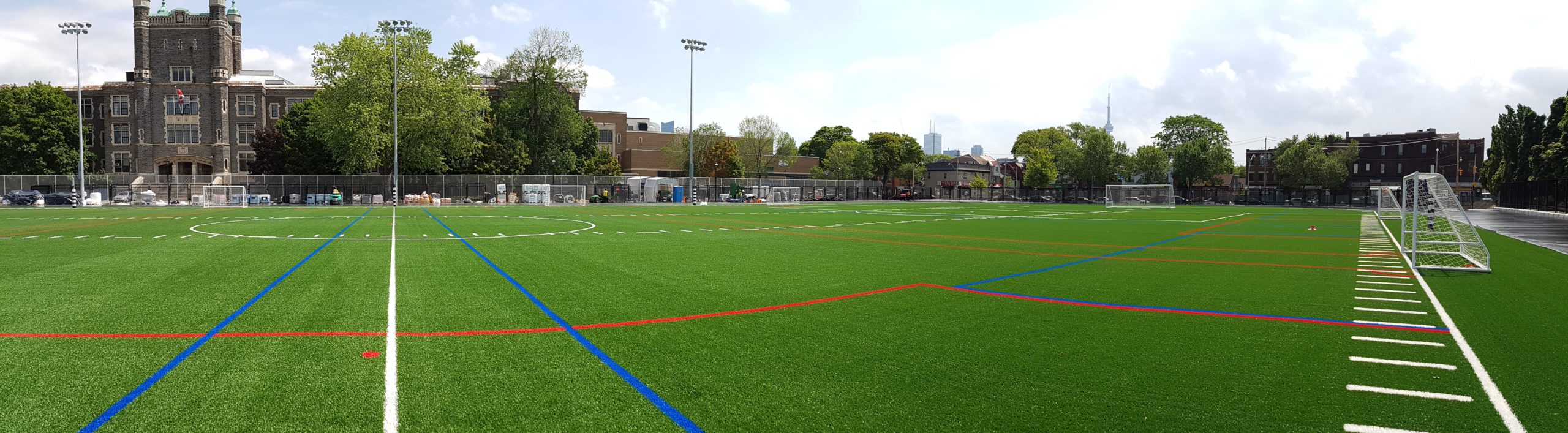 Wide angle shot of the outdoor multipurpose sports field..