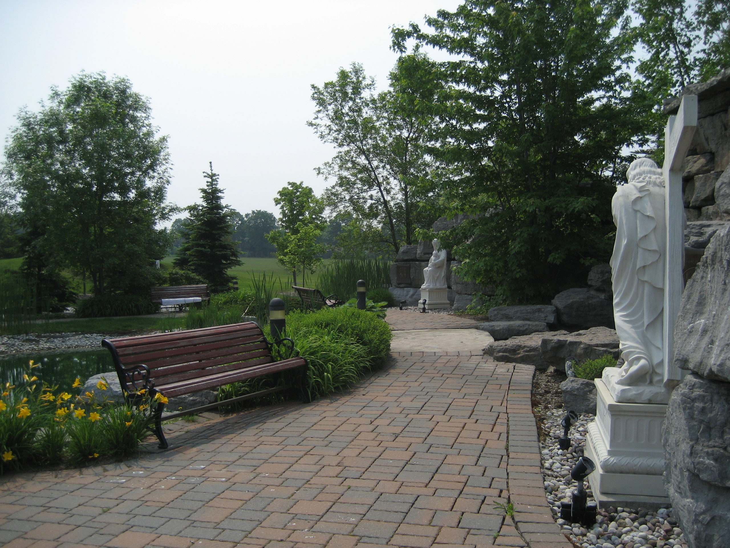 Pathway with a wooden bench