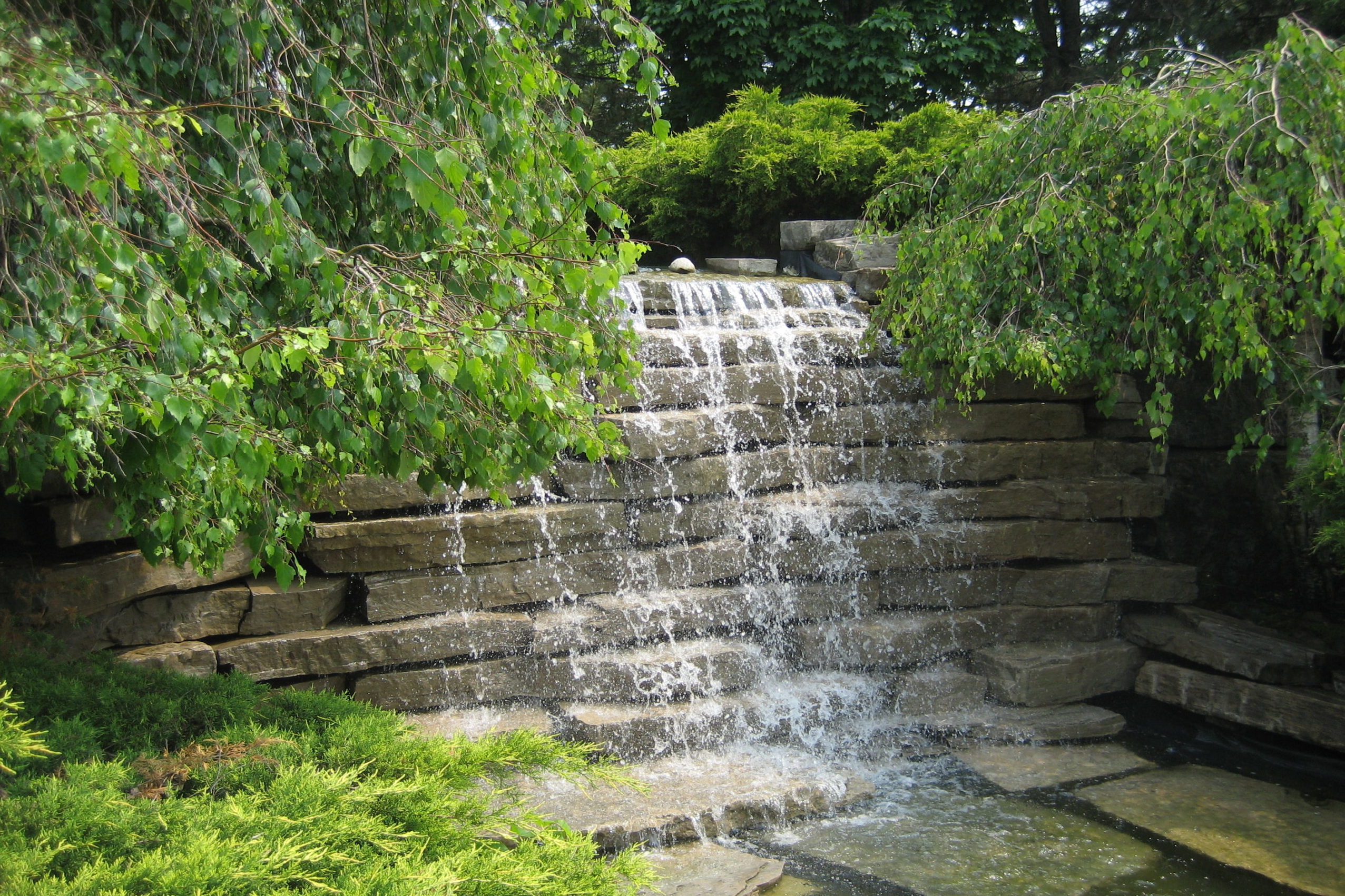 Waterfall cascading over stones