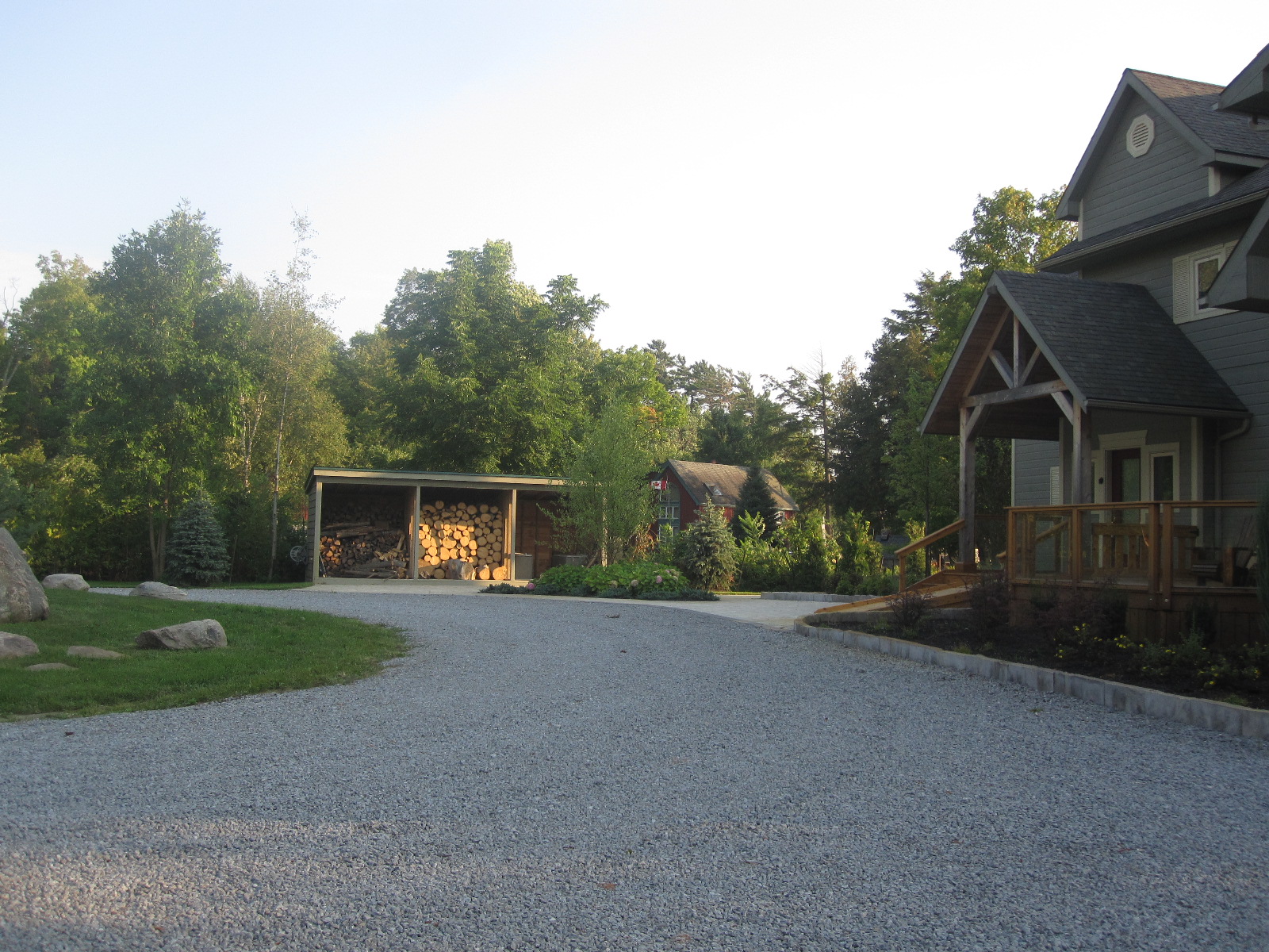 Winding driveway into cottage.