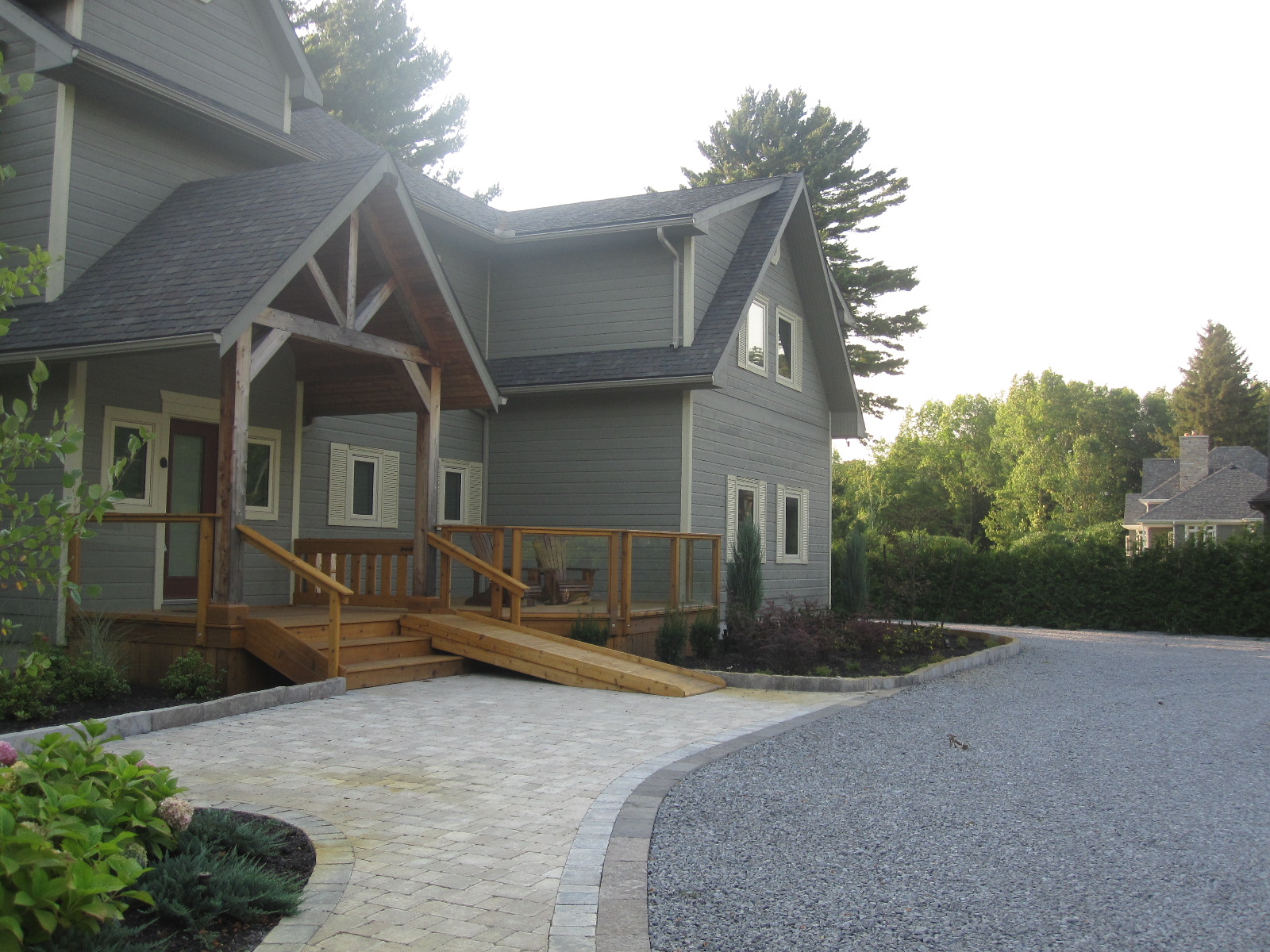 Front of cottage with porch.