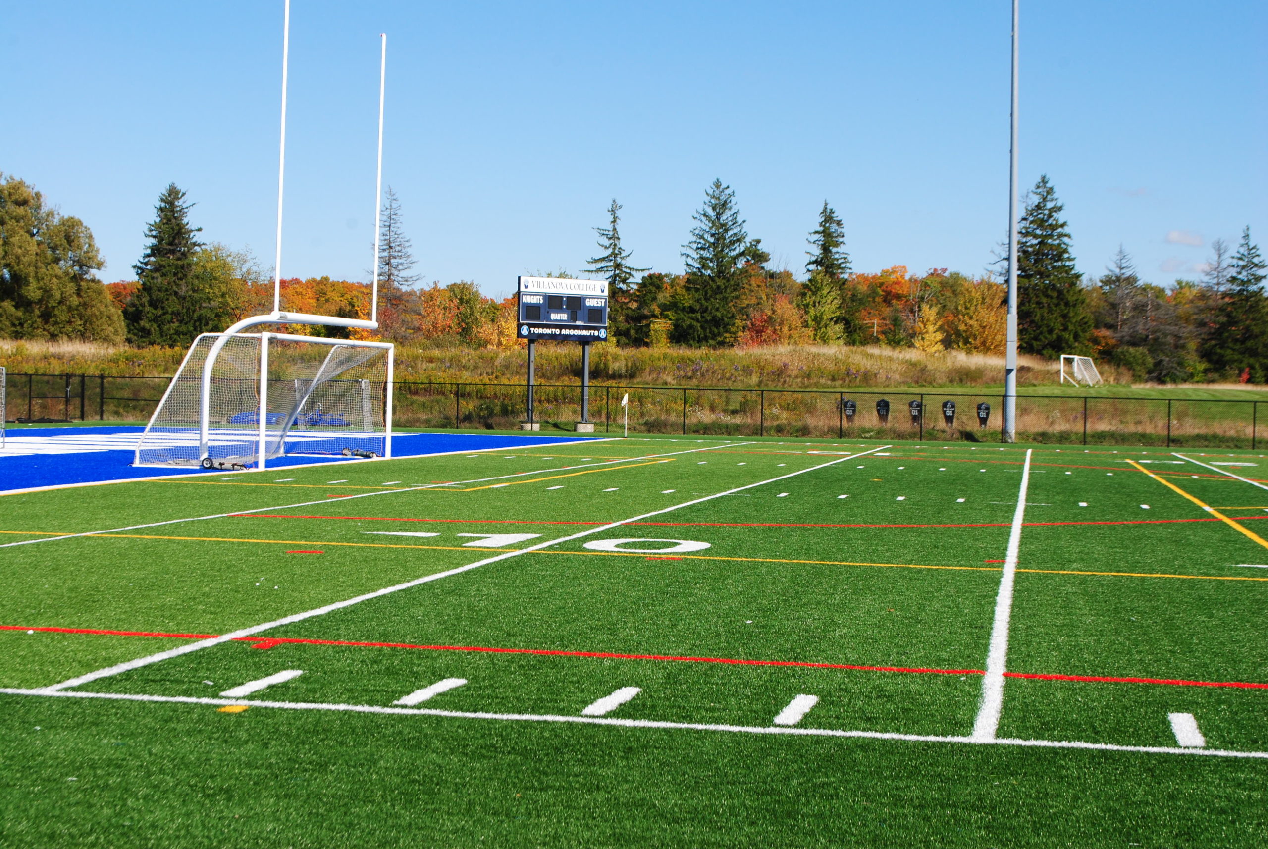 Soccer field with nets.