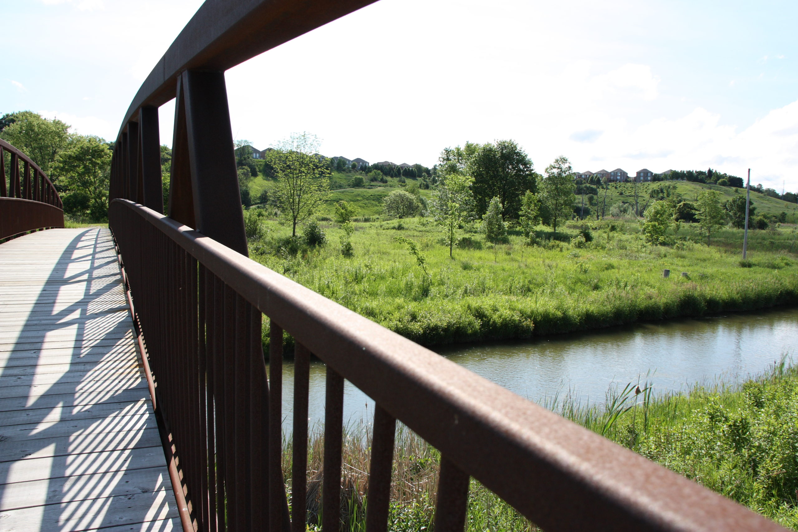 Close up photo of metal railing of a bridge