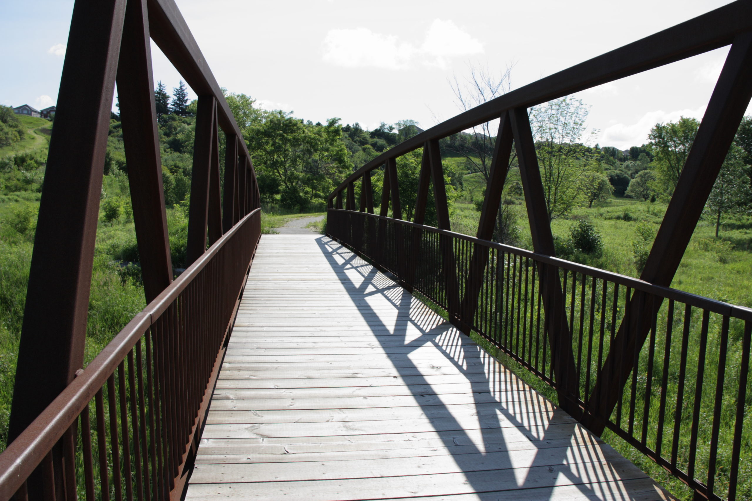 Bridge with metal railing